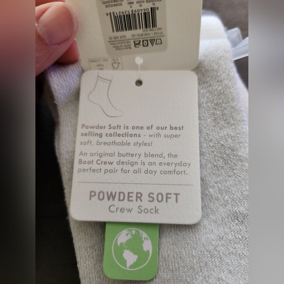 Lemon Womens Recycled Powder Crew Sock -3PK -Light Grey/White/Black **NEW - Picture 6 of 9